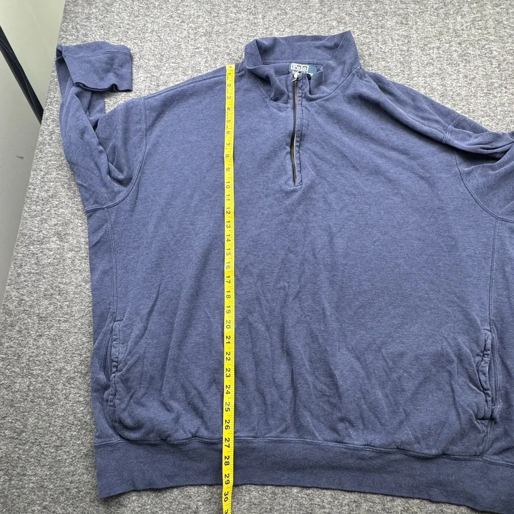 Vtg Polo Ralph Lauren Sweater Men's Sz 4XB Blue 1/4 Zip Pullover Logo‎ *Hole*